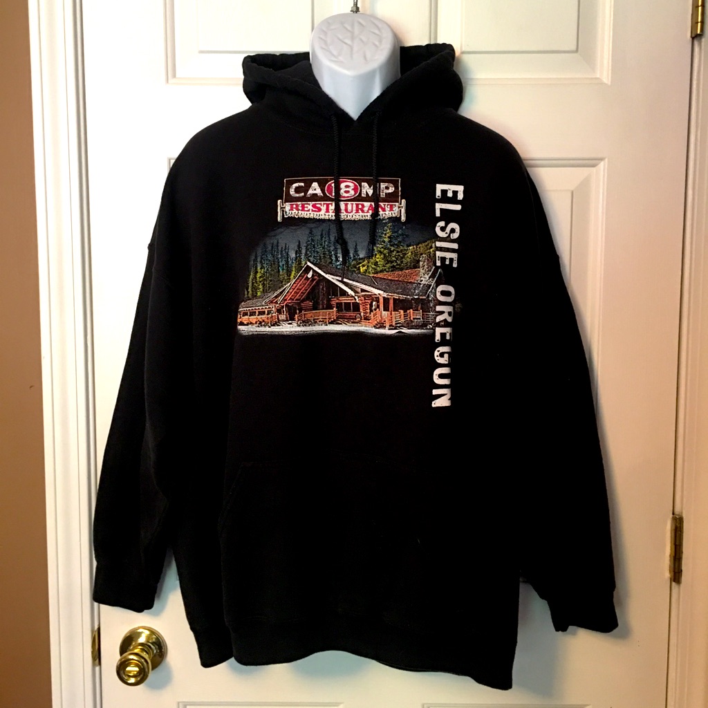 Elsie Oregon Hoodie Sweatshirt Men 2xl Black Heavy Blend Camp 18 Restaurant.